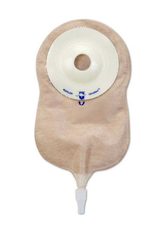 Marlen UltraMax One-Piece Urostomy Pouch, AquaTack Hydrocolloid Barrier, Shallow Convexity, Box of 5